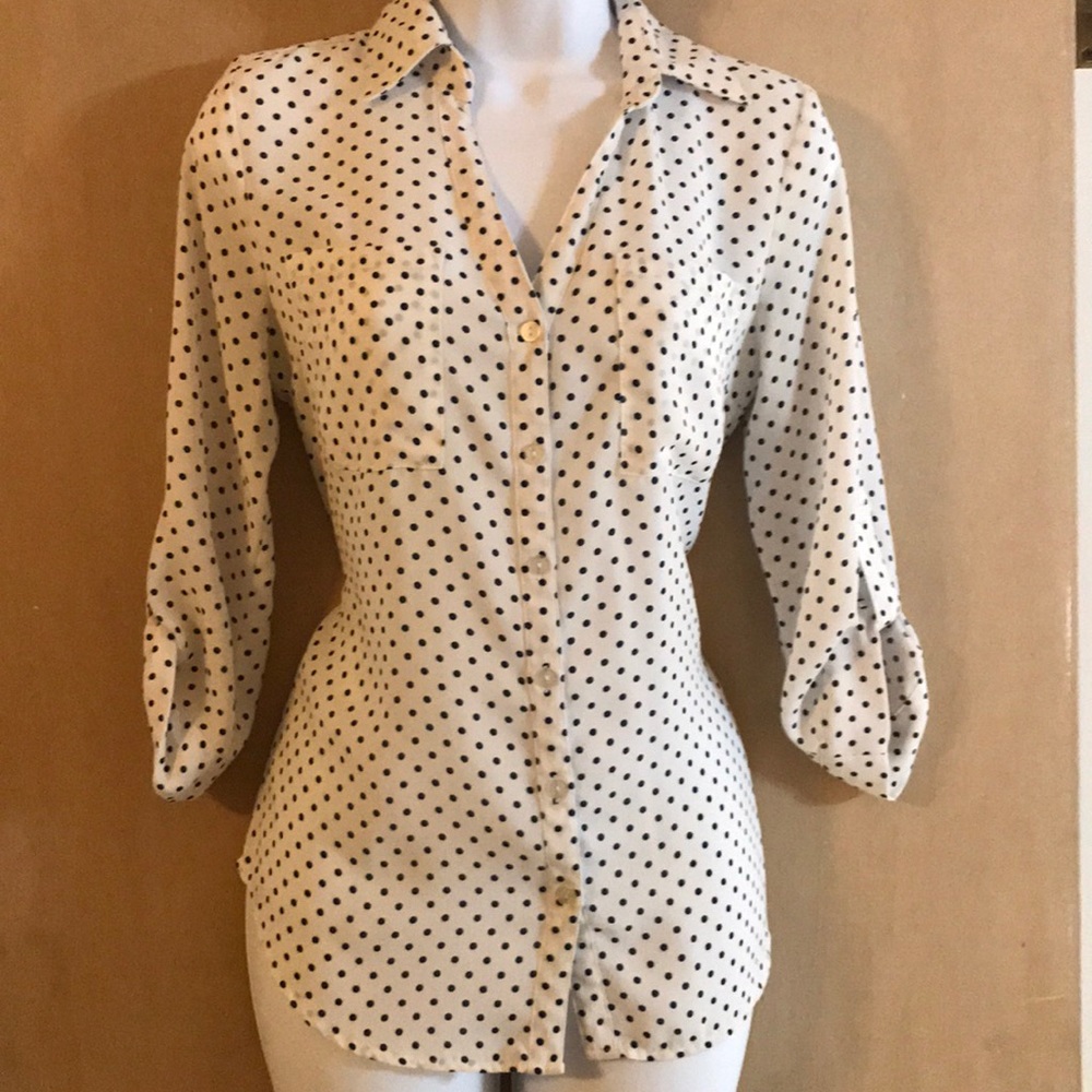 By & By XS polka dot blouse